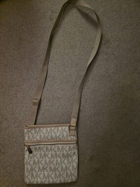 Michael Kors Cream and Beige MK Logo Crossbody